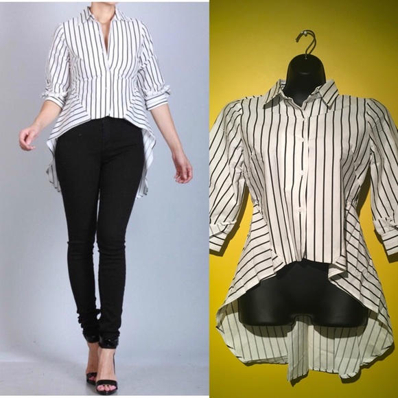 San Joy Tops - 🦋Pinstriped Peplum Top🦋